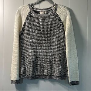 White and black Ann Taylor loft sweater